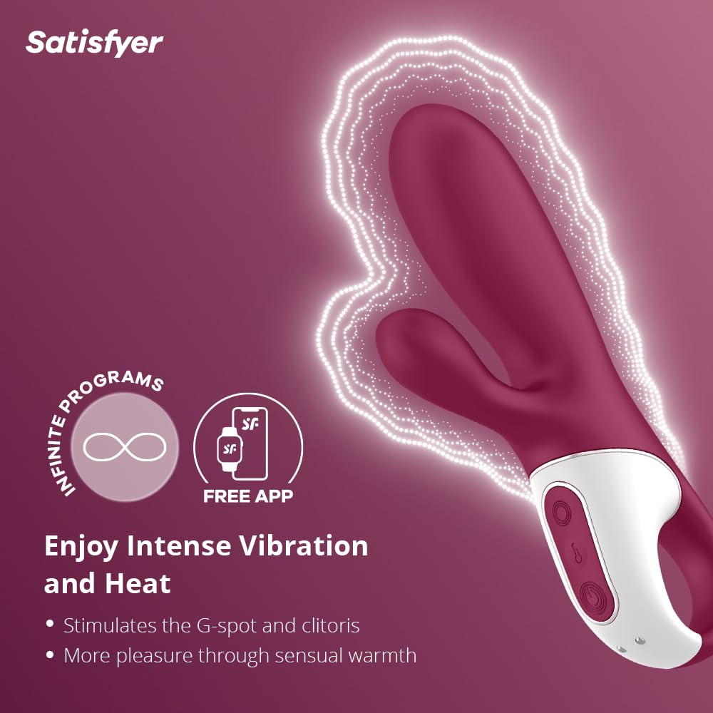 Satisfyer Hot Bunny Connect App | Dildo Vibratore Rabbit Bluetooth con Funzione calore | Sex Toy con 2 Motori | Silicone di alta Qualità | Sex Toys Stimolazione intensa per le Donne