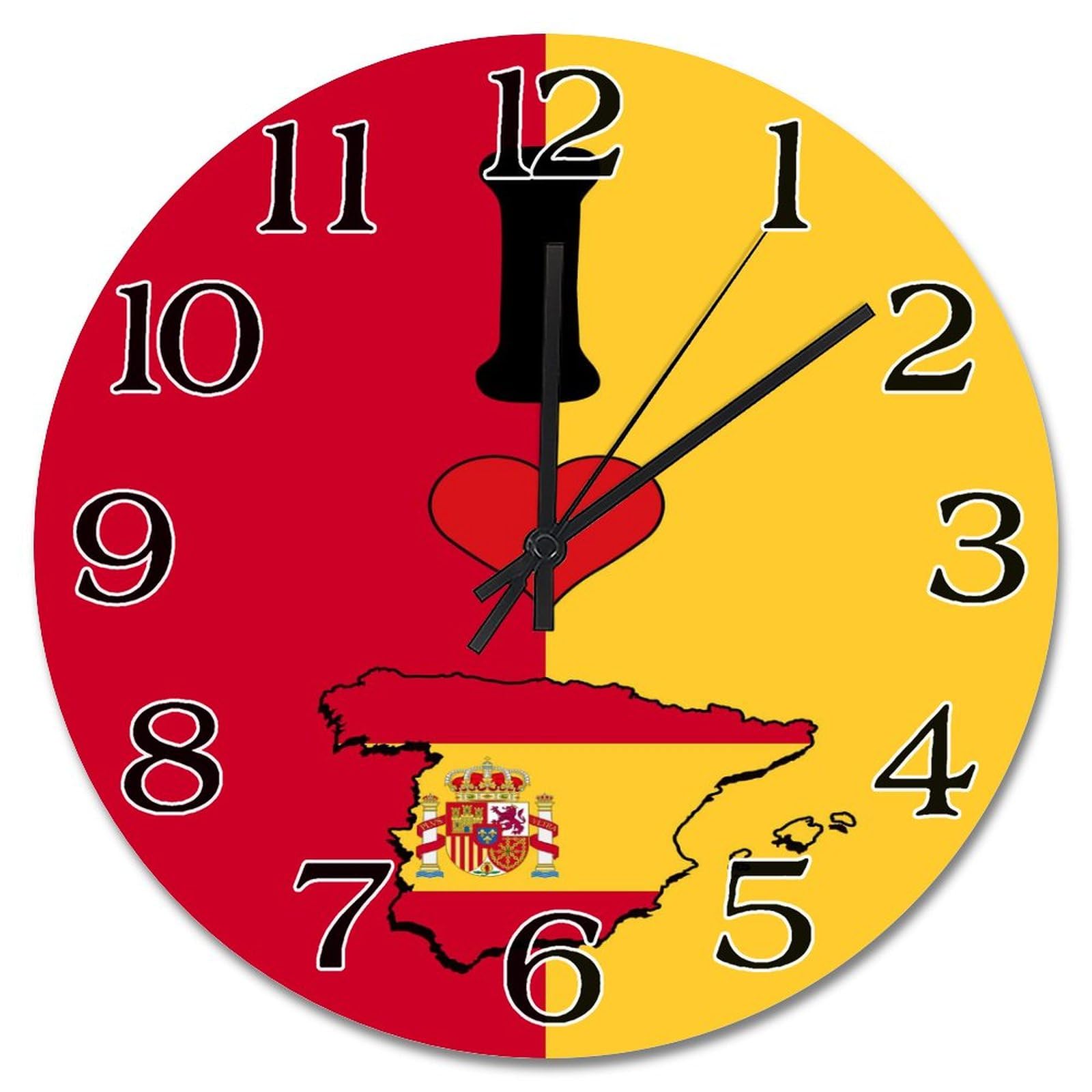 Horloge murale drapeau espagnol de 38 cm rustique à pile pour salon