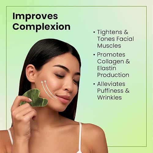 Miniatura 3 de Lindo Jade Gua Sha Duo - Herramienta de masajeador de contorno facial GuaSha, piedra de jade 100% natural, herramienta facial de belleza de calidad,