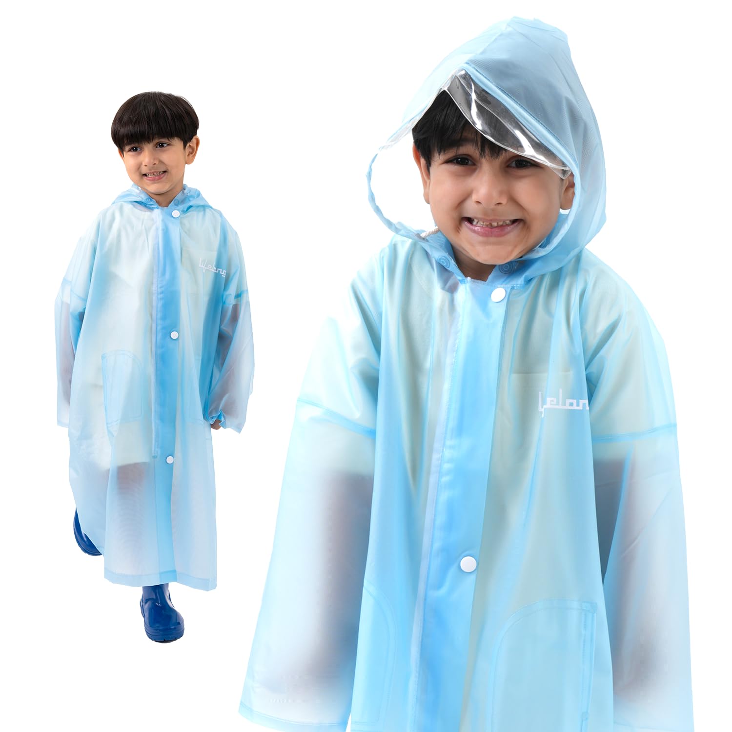 Lifelong Drench Dew Kids Raincoat for Boys & Girls (10-11 Years) | Waterproof Single-Layer PVC Long coat with Adjustable Hood | Lightweight Polyester | Unisex Standard Length Rain Jacket (Sky Blue)-image-41