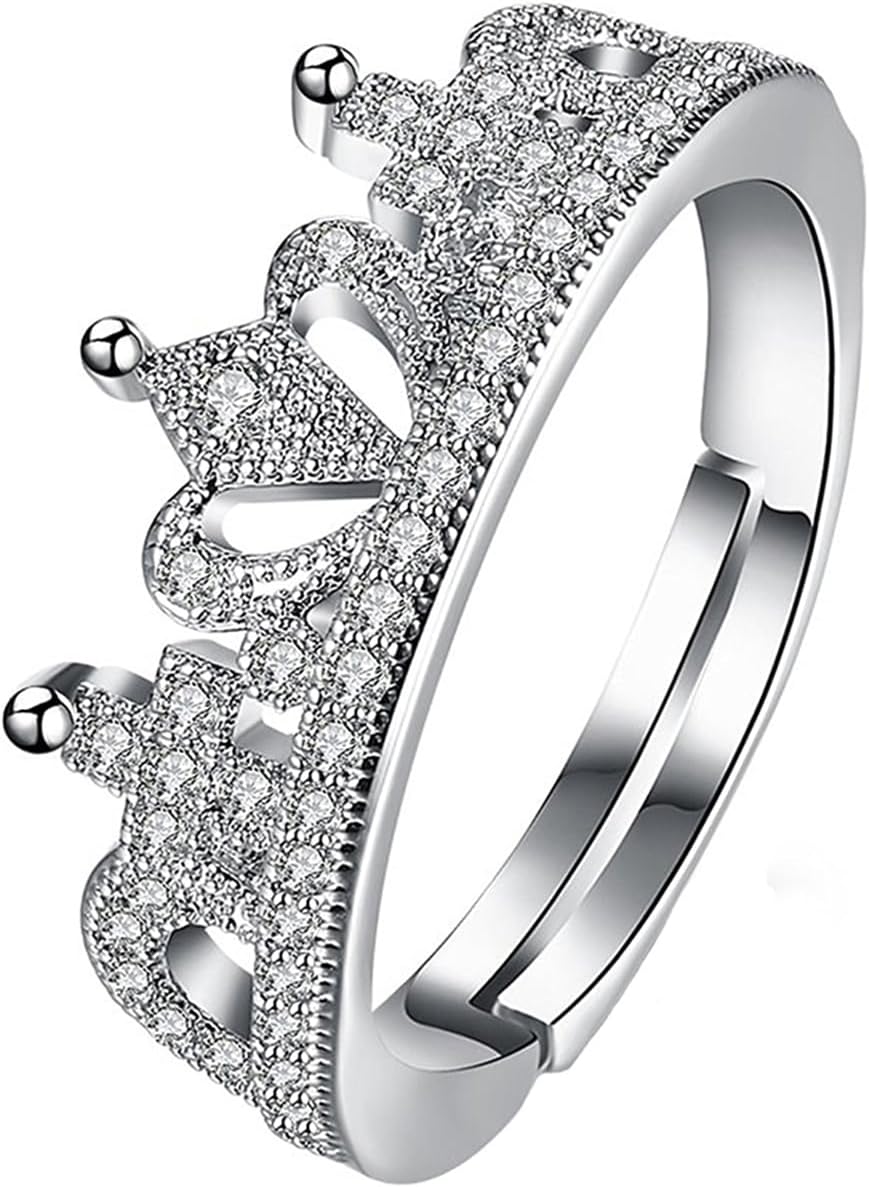 A5 Grade Crystal The Royal Crown 925 Sterling Silver Plated Ring for Women and Girls (Silver)(YCFJRG-946C8-SL)