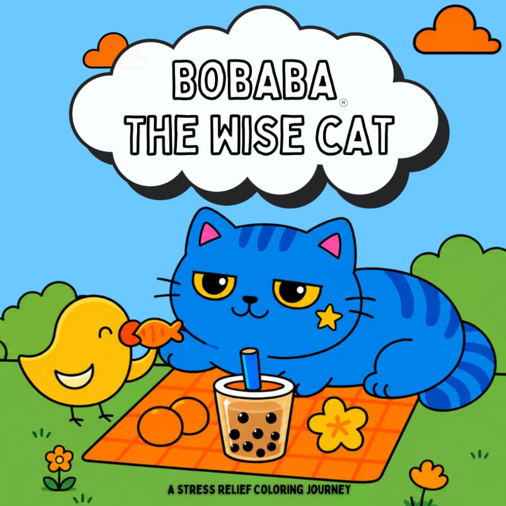Bobaba The Wise Cat: A Funny Stress Relief Coloring Book with Bold, Easy-to-Color Designs Featuring a Sassy, Sarcastic Cat Full of Attitude, Wisdom, and Humor