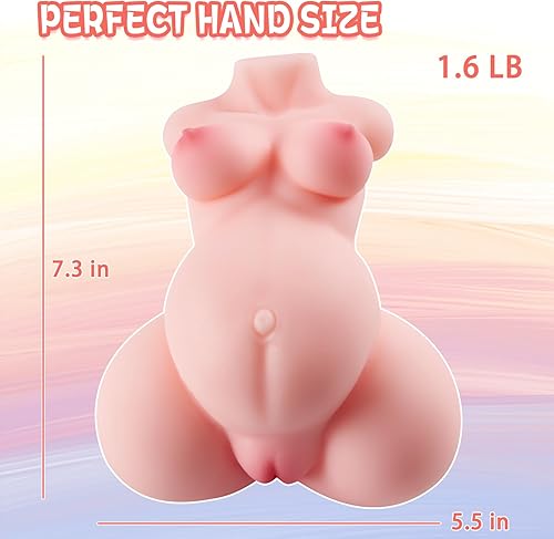 Miniatura 3 de Eterfore Masturbador masculino con coño de bolsillo embarazada, mini muñeca sexual para hombres con canales de culo realistas 3D duales, juguetes