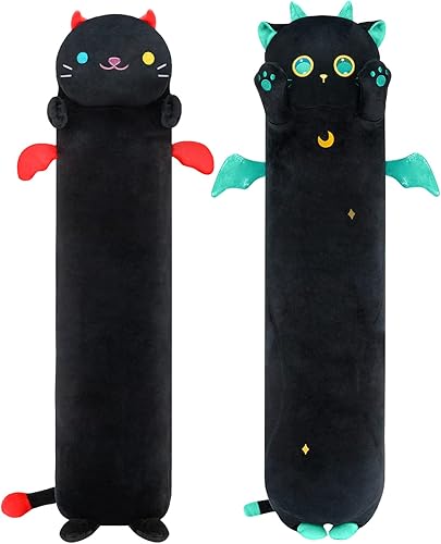 Mewaii 2 almohadas largas de felpa para el cuerpo, 44 pulgadas, lindos animales de peluche kawaii suaves, almohada de peluche de gatito, juguete de