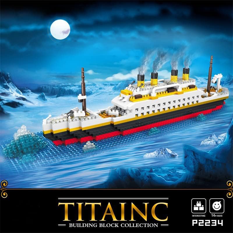 FULHOLPE Titanic Model Building Block Set, 1068Pcs Cruise Ship Titanic Boat Model Building Kit Compatible with Creator Expert 10294 - Image 2
