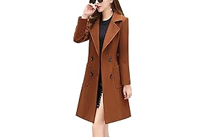Women's Luxurious Notched Collar Double-Breasted Wool Blend Overcoat