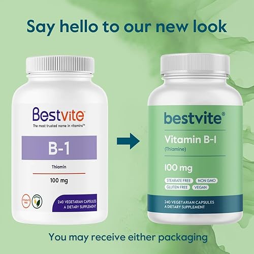 Miniatura 6 de BESTVITE Vitamina B-1 100 mg (240 cápsulas vegetarianas) - Sin estearatos - Sin fosfato dicálcico - Vegano - Sin OMG - Sin gluten