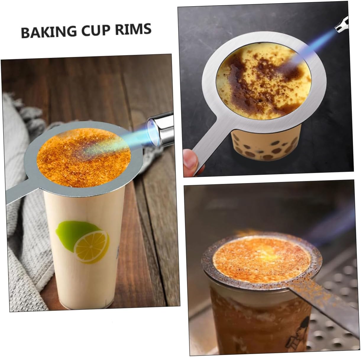 OUNONA 4pcs Stainless Steel Milk Cap Baking Cup Set Cup Rim Covers Handle Reusable