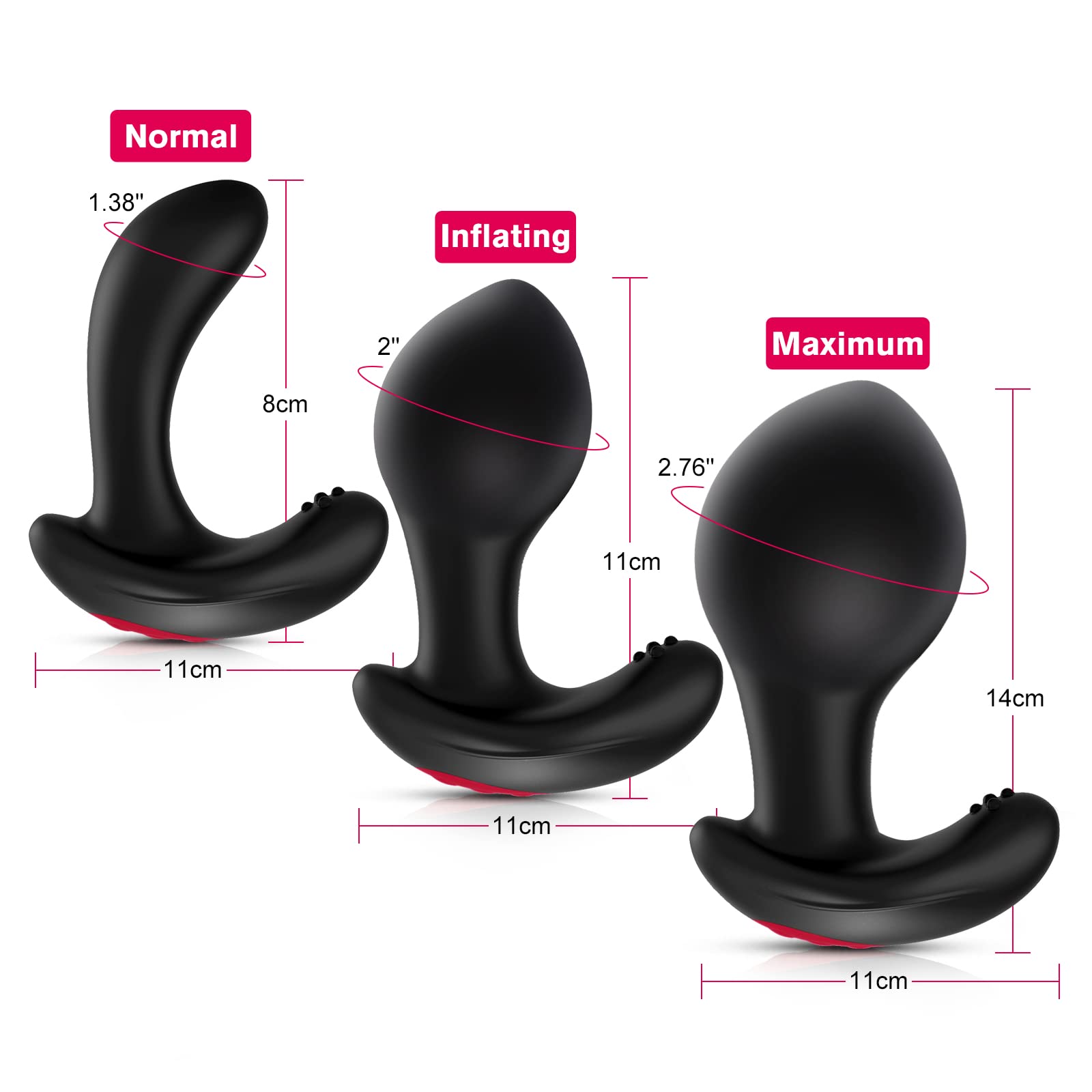 Tapón inflable del culo del vibrador anal - masajeador de próstata de control remoto con inflación automática y 10 modos vibradores para adultos masculinos y femeninos Estimulador