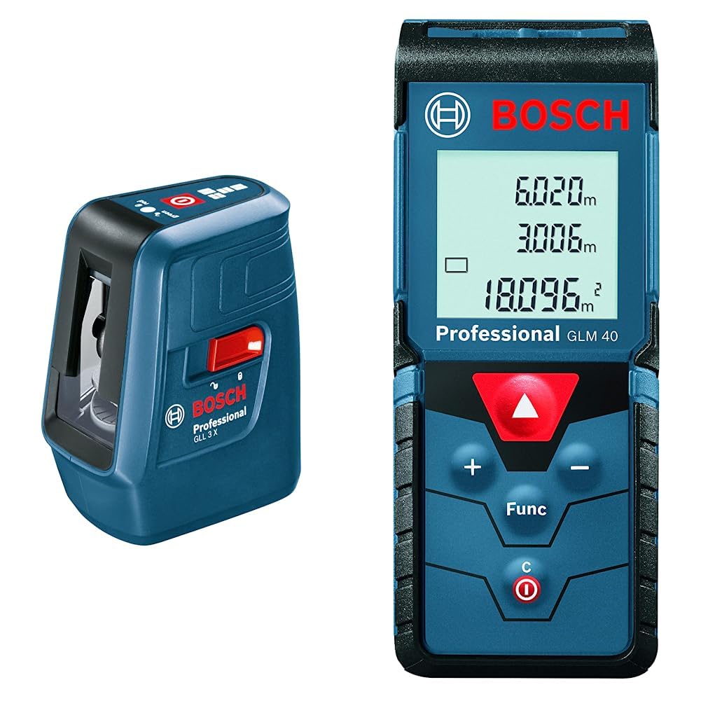 Bosch GLL3X Line Laser (Blue) & Bosch GLM 40 Laser Distance Measurer Amazon.in Home Improvement