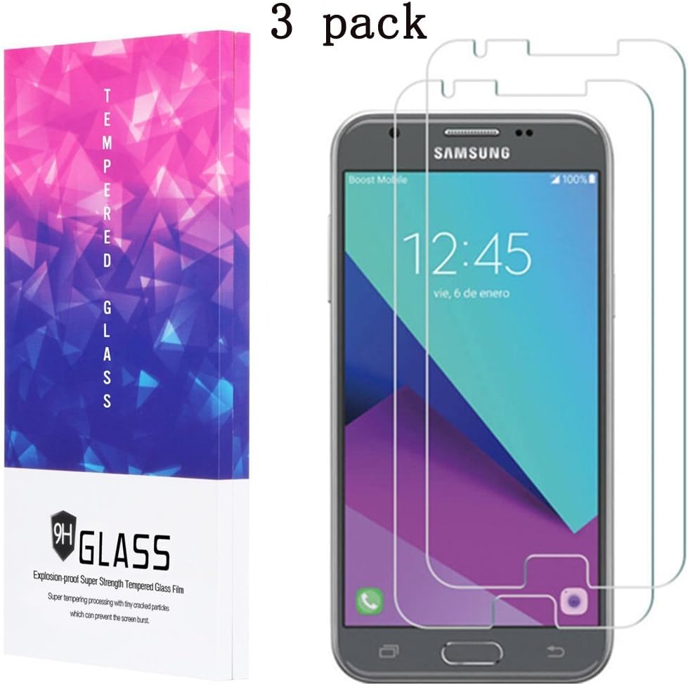 [3 PACK] Daker For Samsung Galaxy J3 (2017) [Not Fit For 2016 Version),Tempered Glass Screen Protector Anti-Fingerprint Anti-Scratch,Bubble Free 12 months Replacement Warranty (3 pack)