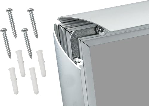 Deflecto A4 Snap Frame Silver Pack of 20, Aluminium Clip Frame Wall Display | Front opening aluminium picture frame for posters, certificates and photos. Wall mount display for home, office or retail.