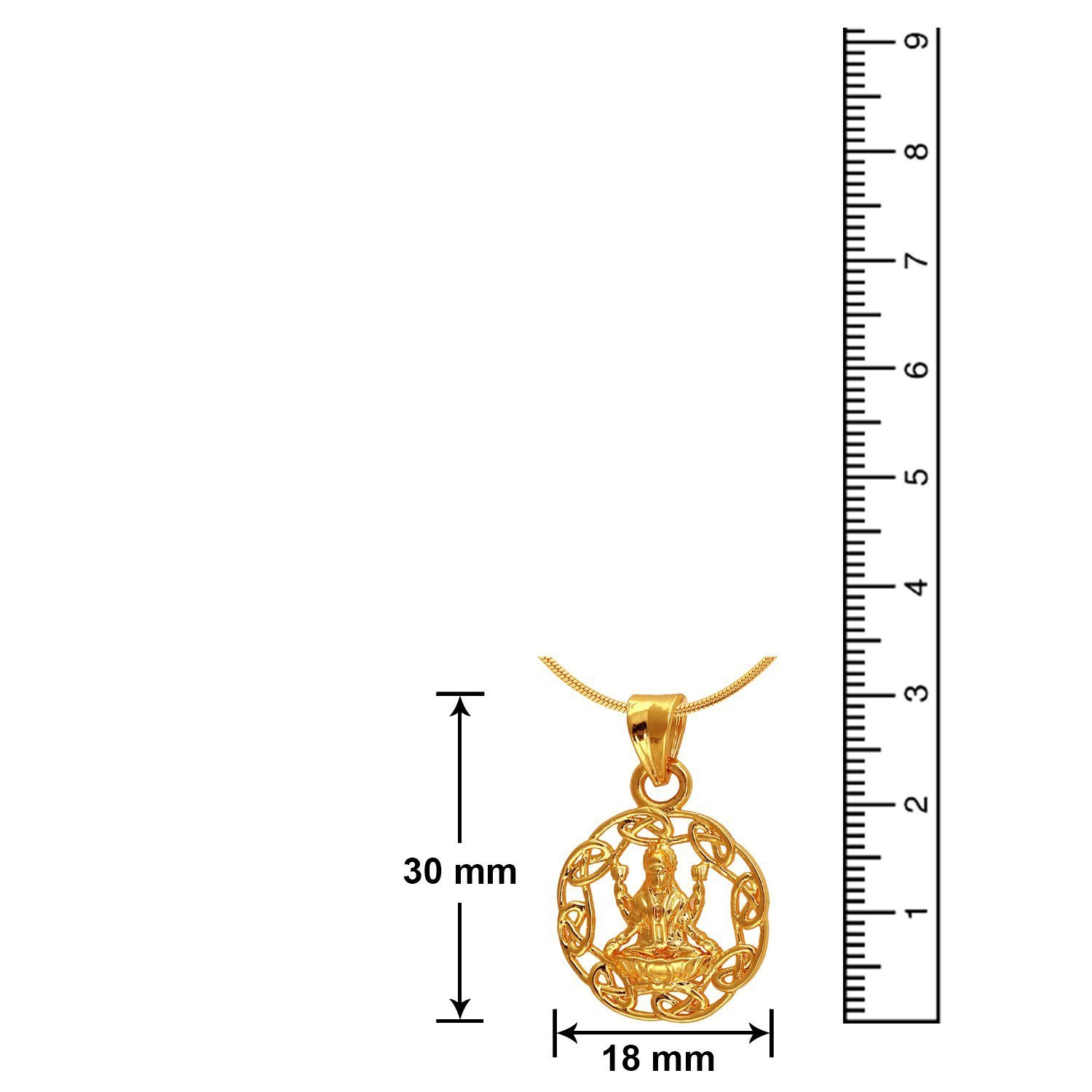 Exa Collection Laxmi Circle Plated Religious God Pendant with Chain