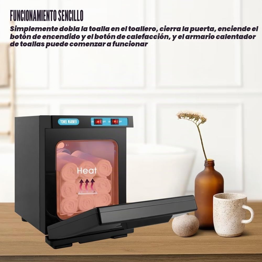 EagerMinds Calentador de toallas, 10/23L UV toalla desinfectante, toalla caliente esterilizador gabinete, toallas de calefacción de 360°, 176°F calentador profesional para belleza, salón, spa (blanco)