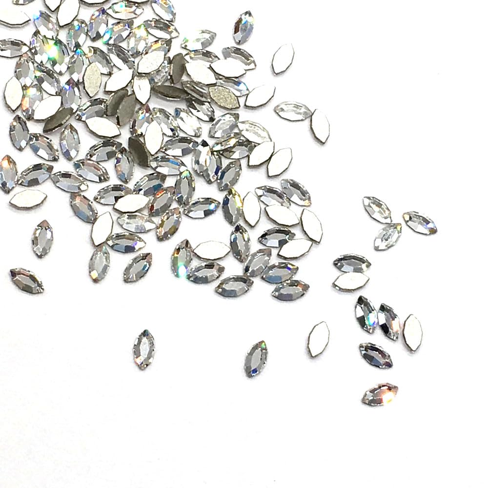 Crystal-Wholesale Clear Crystal (001) Austrian Crystal Austria 2200 Navette - 4x2mm Flatbacks No-Hotfix Rhinestones 24 pcs Tiny Nail Art Bling DIY gems Stone Best Resin Jewellery
