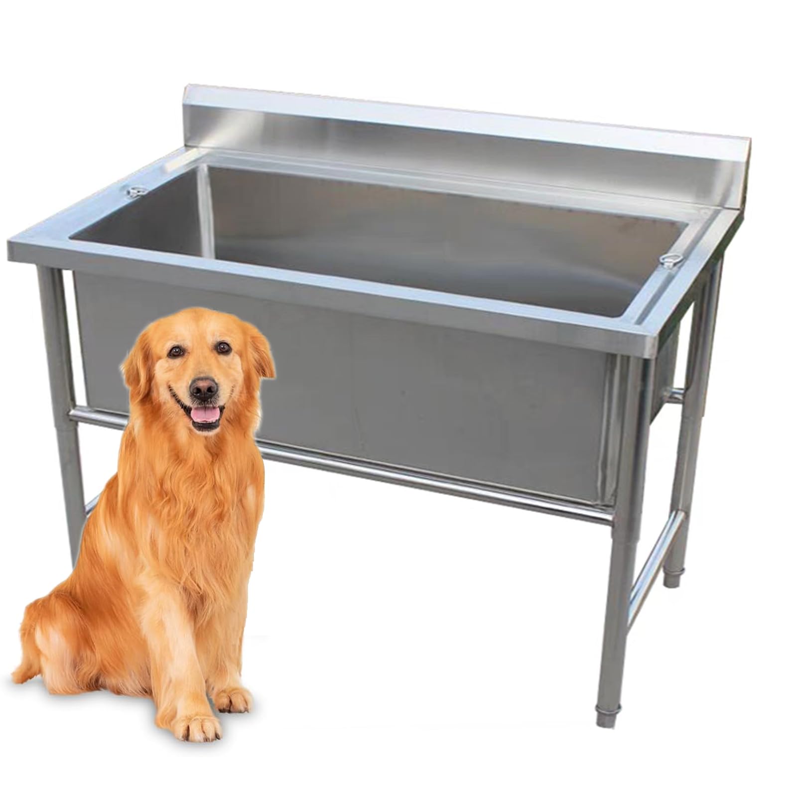 Stazione di Lavaggio per Cani, Vasca per toelettatura Cani, Stazione di Lavaggio Professionale in Acciaio Inox per Cani, Vasca da Bagno per Cani, lavandino,Depth 50cm/19.7in-120cm/47.2in