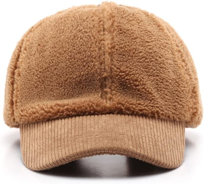 VPTMRP Fluffy Baseball Cap Women Corduroy Warm Hat - Image 2