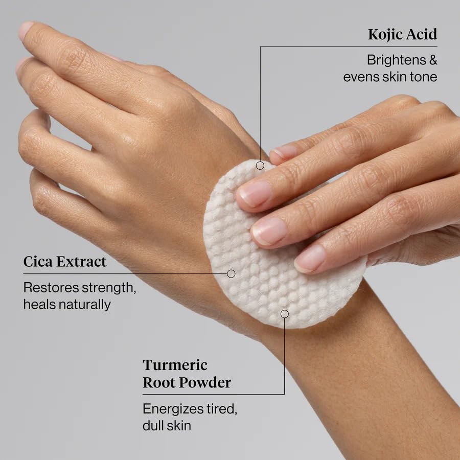 Kitsch Kojic Acid Cleansing Pads with Turmeric & Cica to Smooth, Refresh & Even Tone Skin Care – Exfoliating & Brightening Pre-Soaked Cotton Pads for Face and Body – 50 count - Image 4