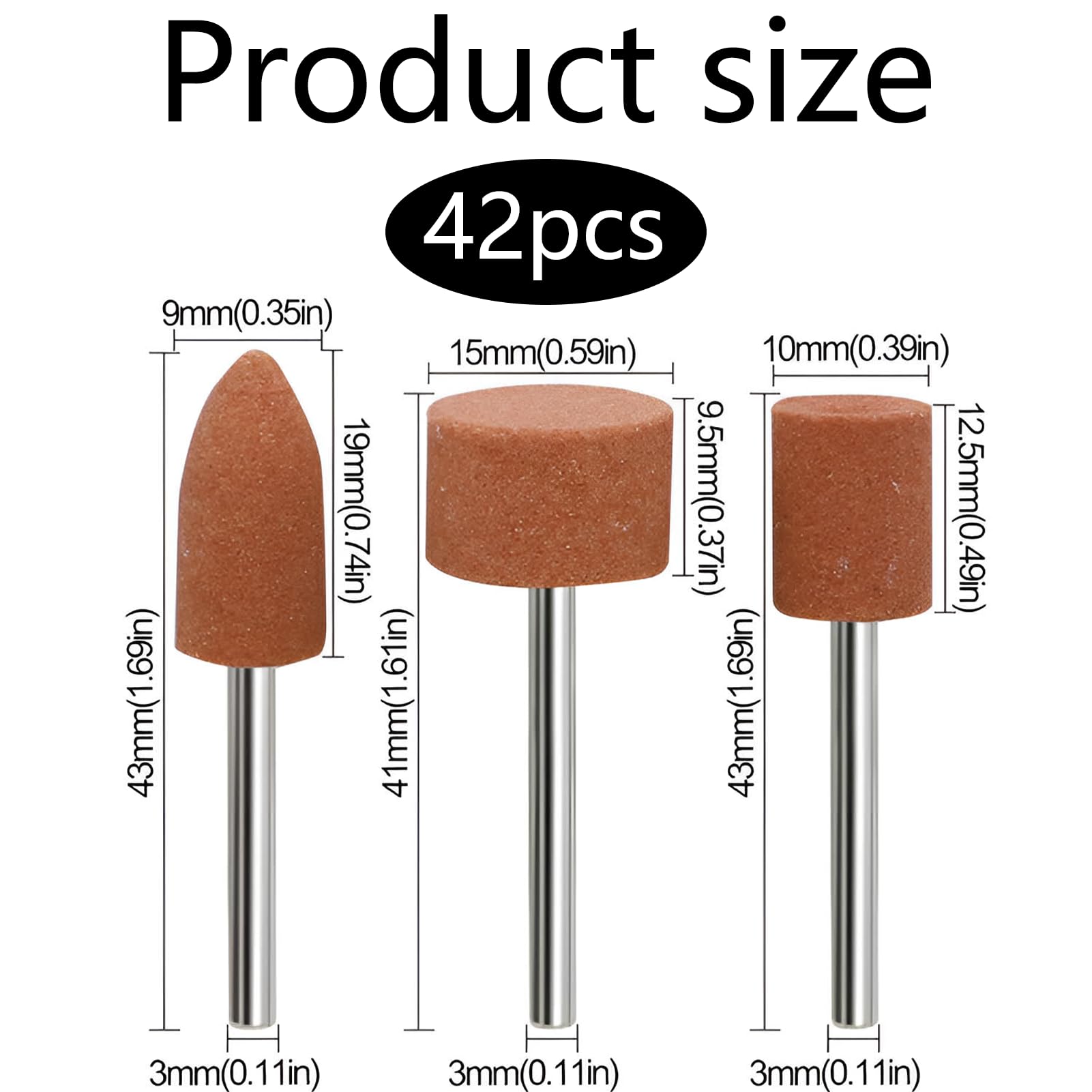 Set 42 punte abrasive corindone per Dremel avvitatore a batteria inserti abrasivi vetro pietre preziose