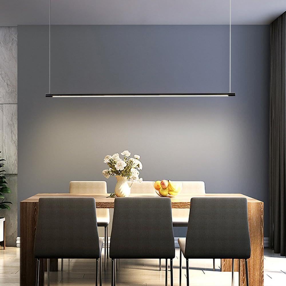 Suspension Linéaire LED Moderne Lampe Suspendue Minimaliste en Aluminium