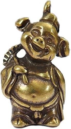 Figuras chinas de la fortuna de Fengshui, mini estatua de latón, figuras de latón, mascotas de escritorio, mini estatuilla 3D de animales de