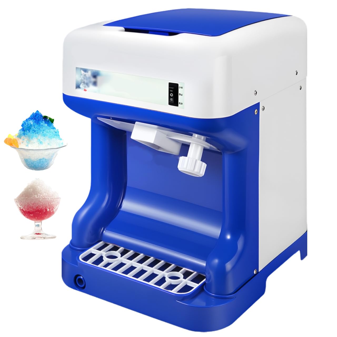 Elektrischer Eiszerkleinerer 250W Rasiert Eismaschine 2L Kapazität 120kg/h Rasierrate Einstellbare Textur Start/Stop-Schutz Wendbar für Desserts und Bars