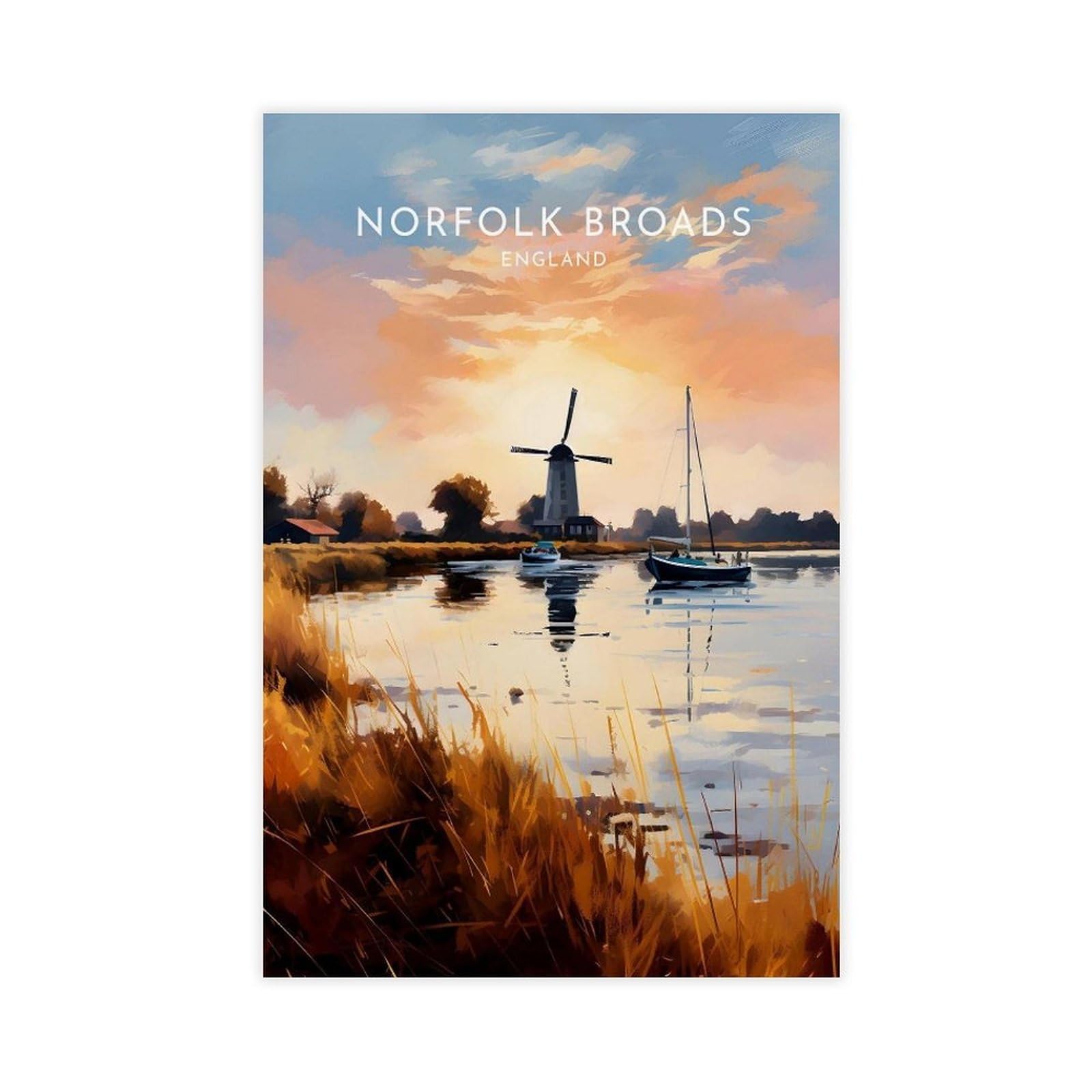 WLQZFRWV Norfolk Broads Travel- England Canvas Poster Bedroom Decor Landscape Office Room Decor Gift 16x24inch(40x60cm)