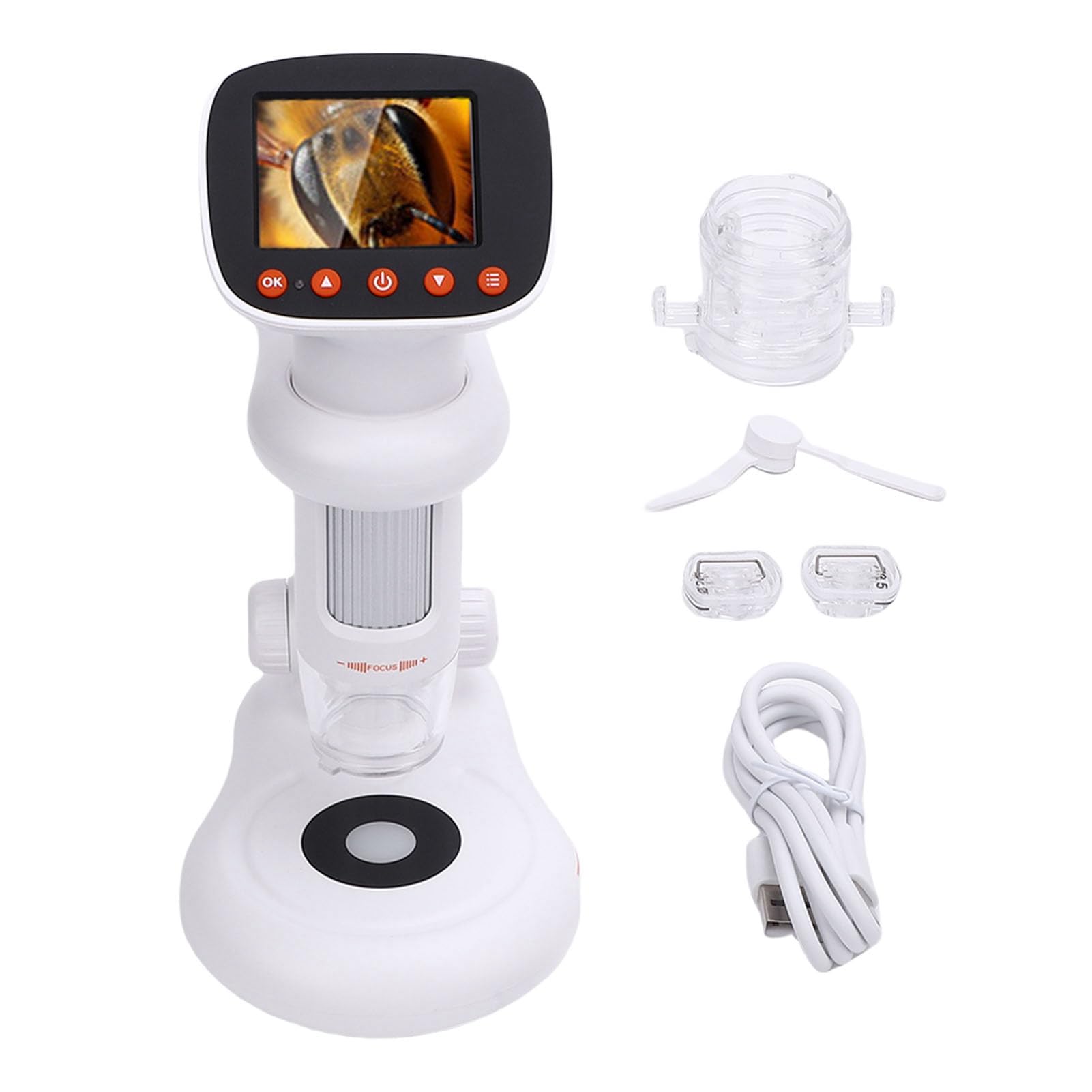 Focket Microscopio Digital, 1000X 1080P 2MP Microscopio Digital Portátil de Bolsillo Portátil con Pantalla LCD de 2 Pulgadas Soporte Ajustable para Reparación de Placas de Circuito Educativo