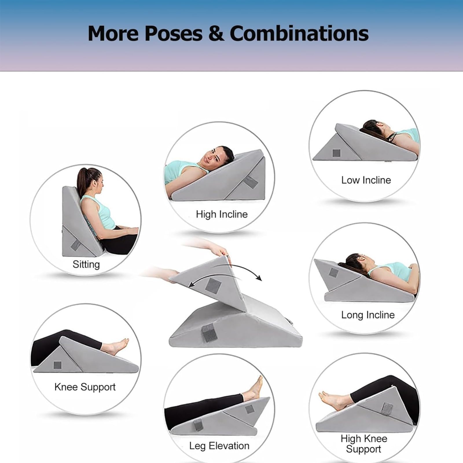 Almohada De Cuña Plegable 2 En 1 De Espuma Viscoelástica,Soporte Ortopédico para Reflujo Ácido,Reducir El Dolor De Espalda,Ronquidos Y Problemas Respiratorios