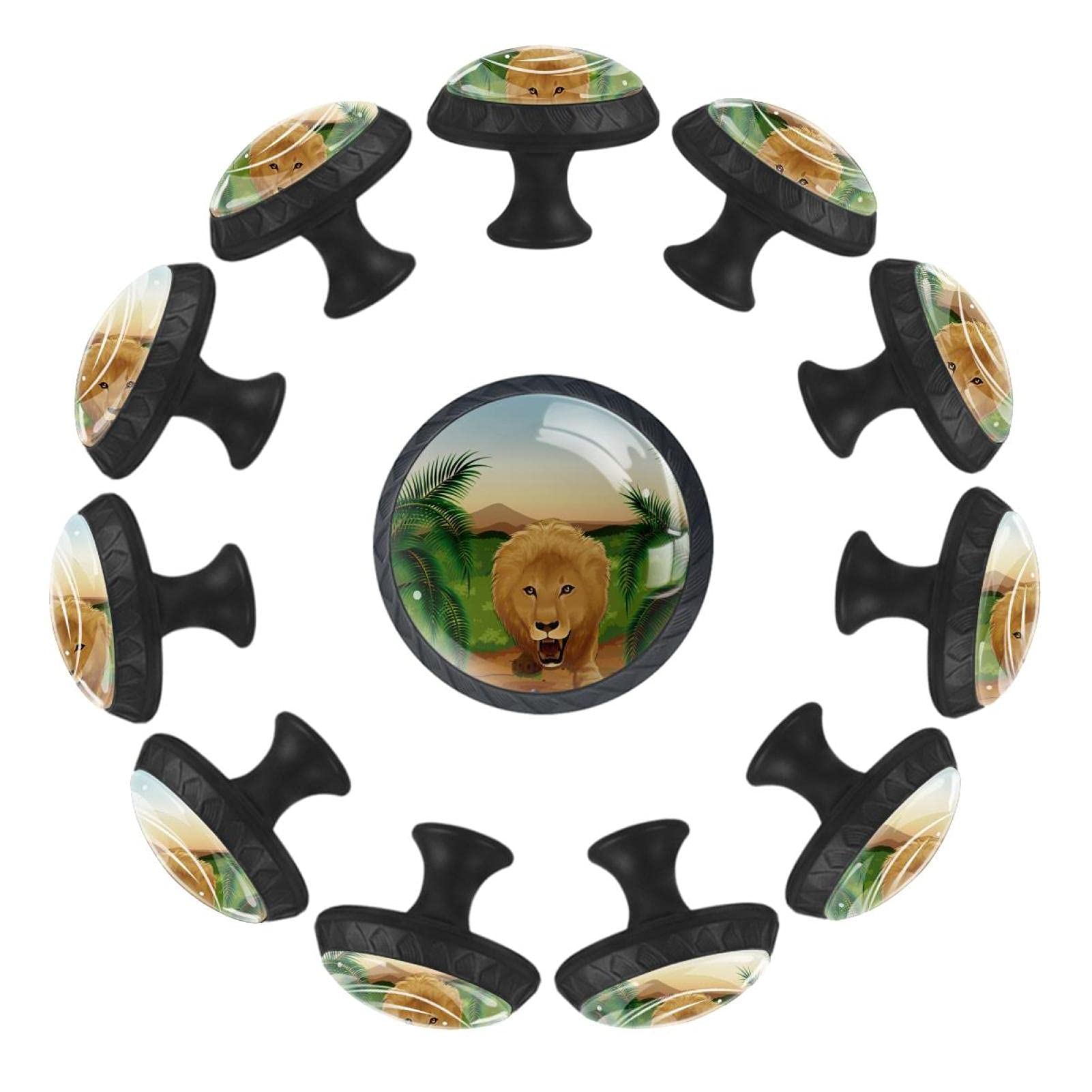 Boutons de tiroir ronds Lion jungle 35 mm commode chambre enfant et placard crèche