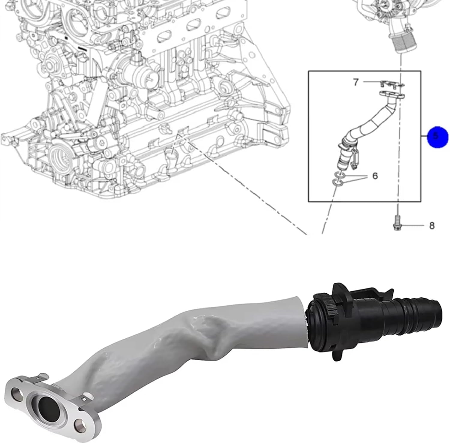 for Buick for Encore 2013 2014 2015 2016 2017 2018 2019 Car Engine for Turbo Oil Return Pipe Tube Hose Line 55587854 Turbo Oil Return Pipe
