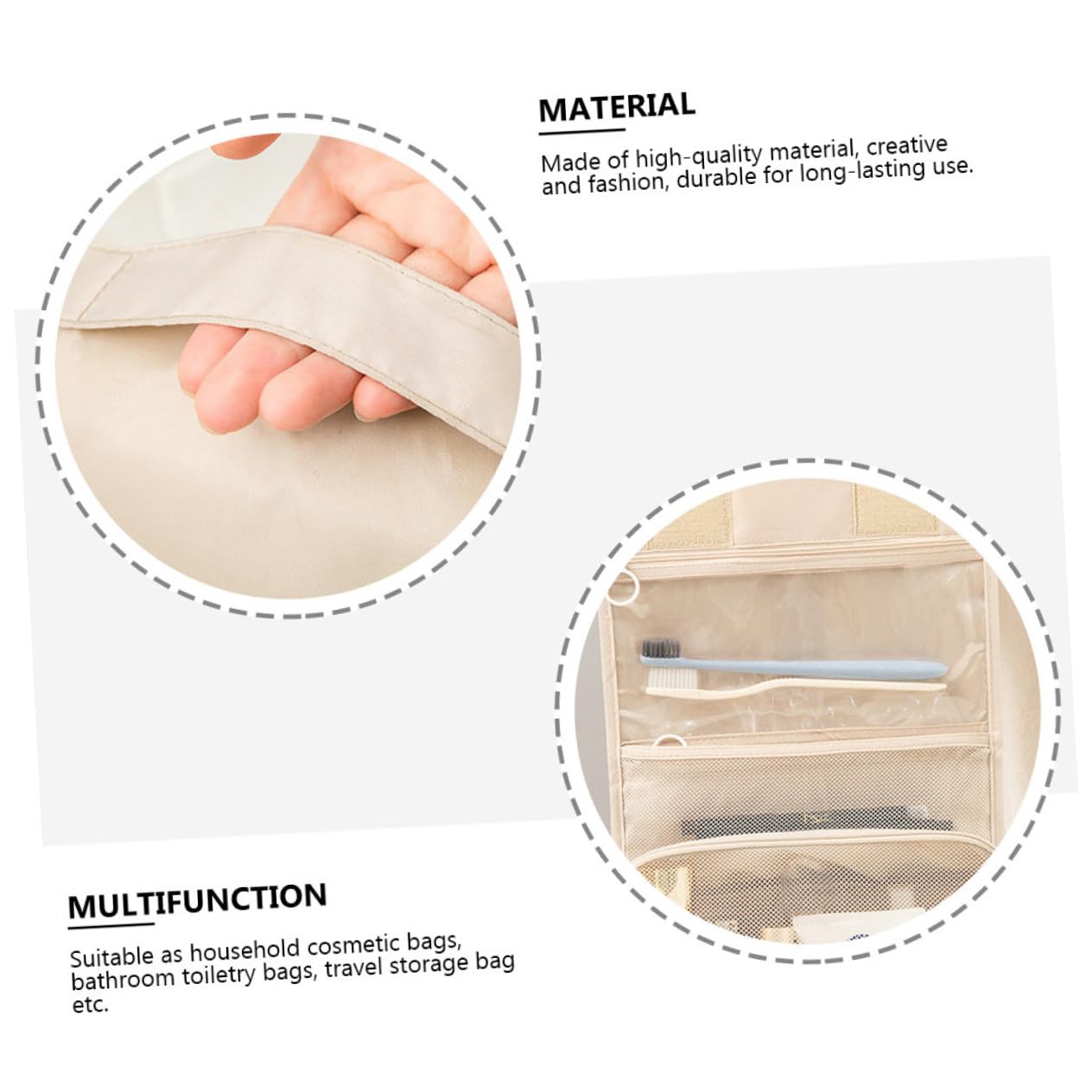 DOITOOL 3piezas Neceser De Colgante Multifuncional para Cosméticos Bolsa De Maquillaje Beige