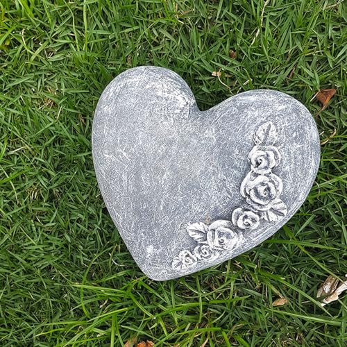Imitation Stone Heart-Shaped pet Dog Animal Tombstone Decoration Personalized pet Commemorative Stone Garden Tombstone (Grey)