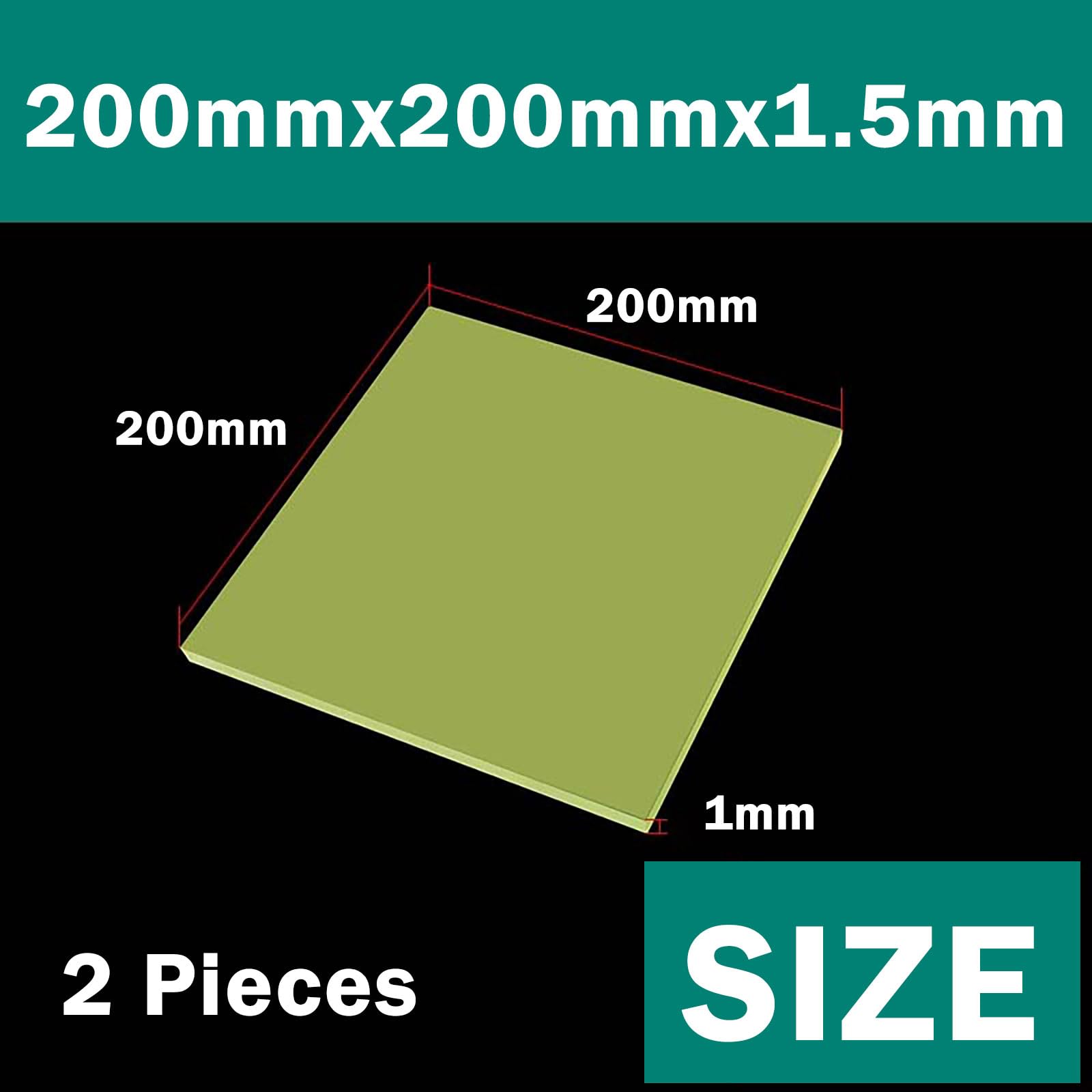 COYOUCO PU Polyurethane Sheet Pad, Rubber Block, Elastic Plastic Panel, Tear & Impact Resistant, CNC Machinable, Wear & Pressure Resistant Gasket Mat for Press Machine,200 * 200 * 1.5mm 2 Pcs