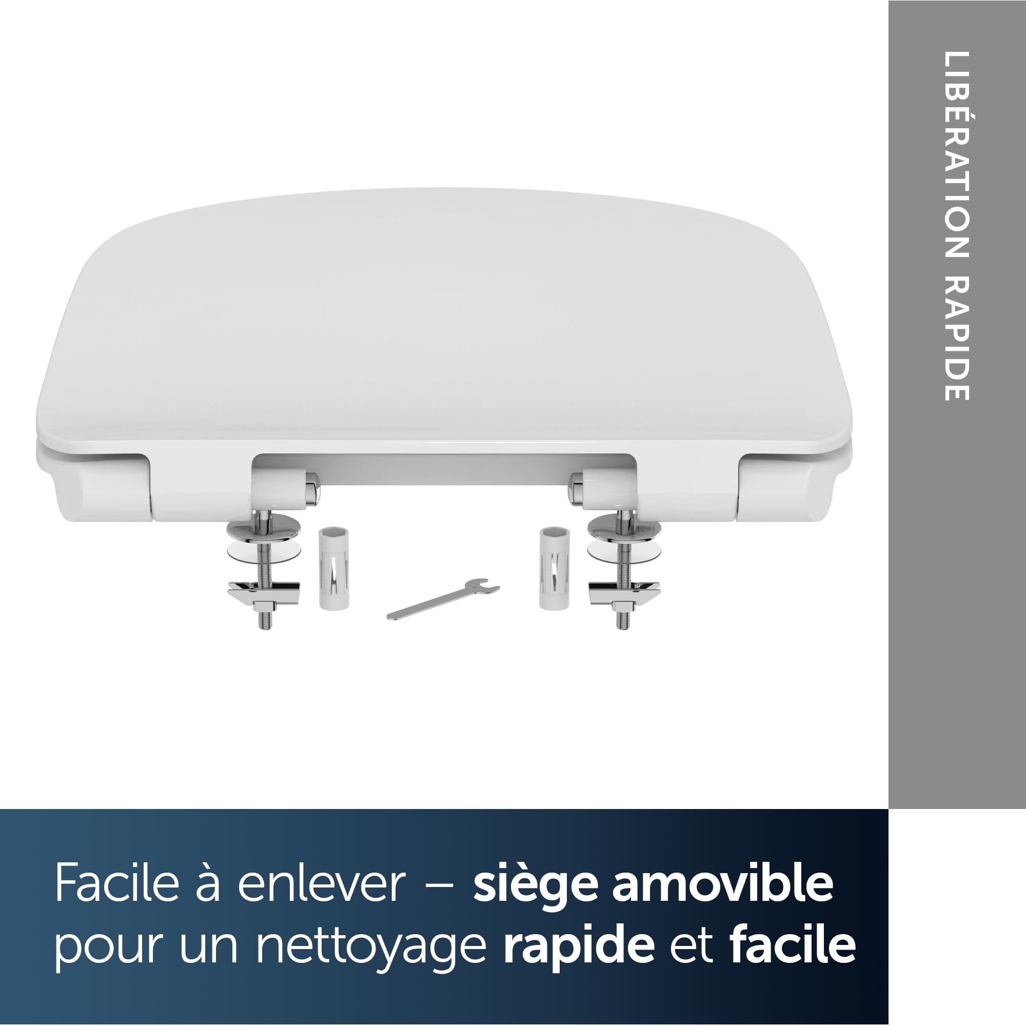 Ideal Standard Tesi Abattant WC, Forme en D, Siège de toilettes avec frein de chute et option de libération rapide, en duroplast robuste – Blanc (370x450x45 mm)