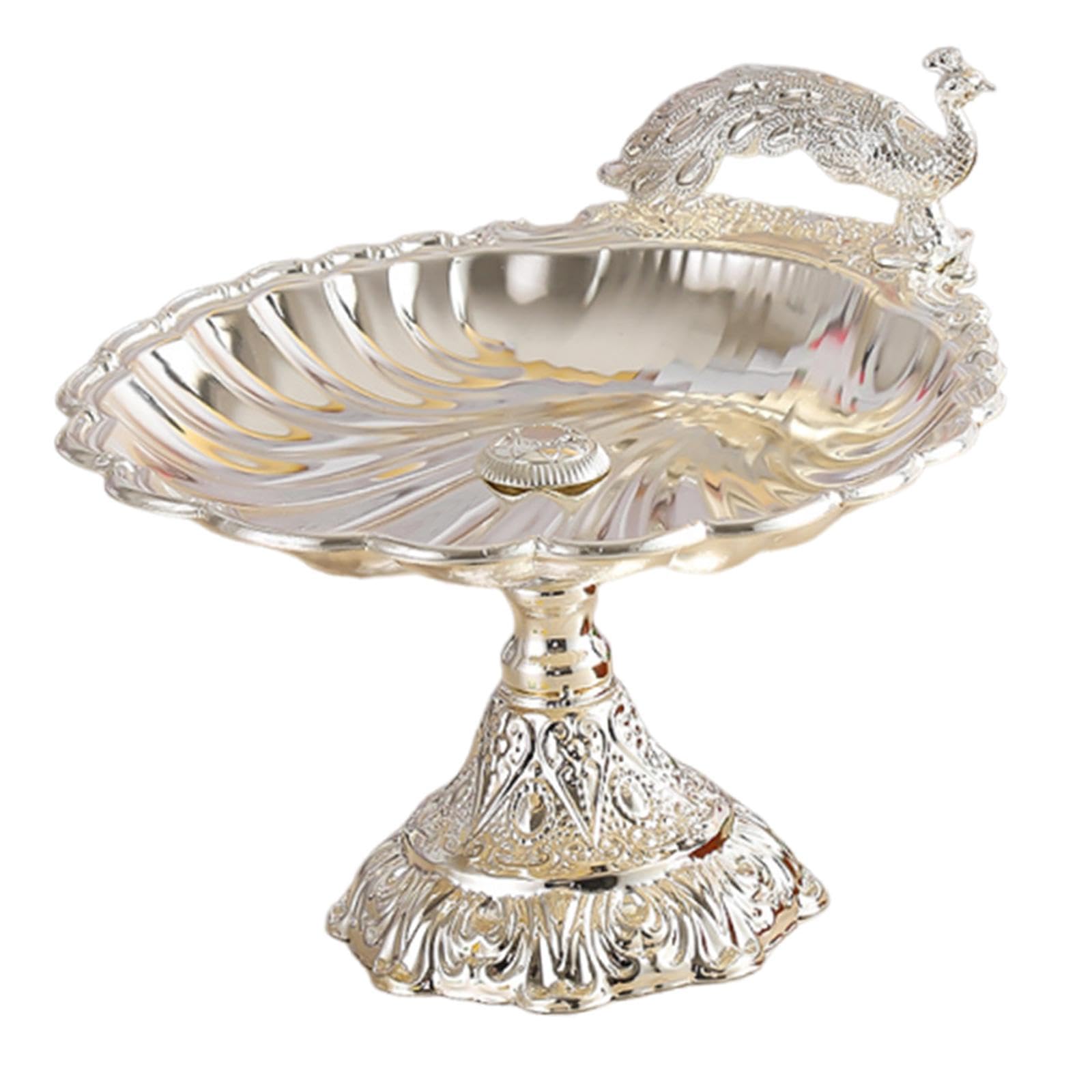 Bandeja para Frutas, Bandeja de Servir, Soporte para Pasteles, Expositor de Postres, Relieve Metálico, Hierro Y Aleación de Zinc, Asa Ornamental, Pequeña Plata, Individual
