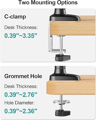Miniatura 6 de MOUNT PRO Soporte de escritorio para monitor doble, brazos de monitor neumático para 2 monitores máximo de 39 pulgadas, soporte ajustable para