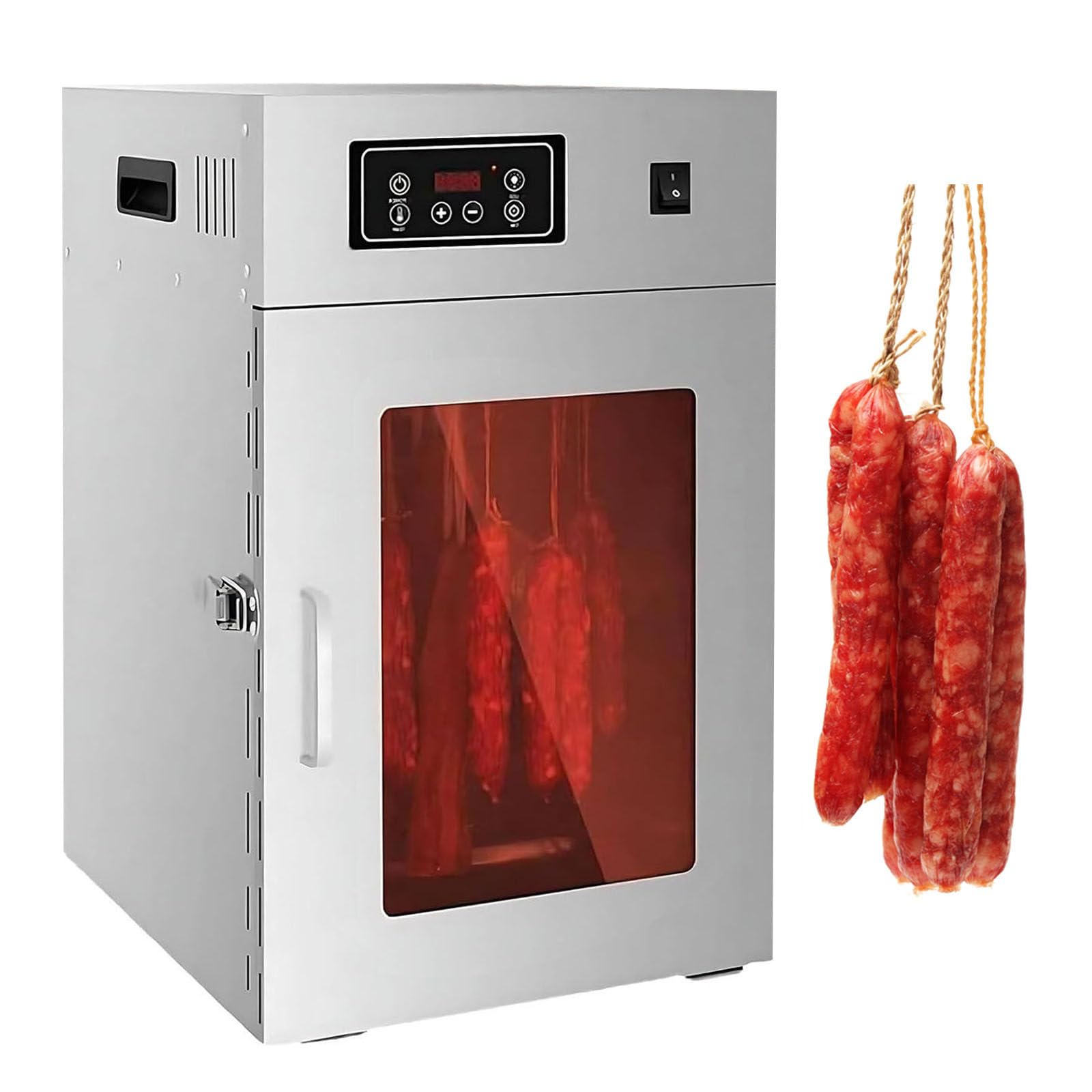 360°-Drehung Drehbarer Fleischtrockner, Reifeschrank Aus Edelstahl Für Fleisch, Temperaturregelung Von 30-90℃ Und 24-Stunden-Timer, Für Trockenfleisch Und Würstchen