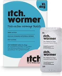 Itch | Worming Tablets for X-Large Sized Dogs | 2 Pack | Treats Roundworms, Tapeworms, Hookworms and Whipworms | Kills Worm Larvae