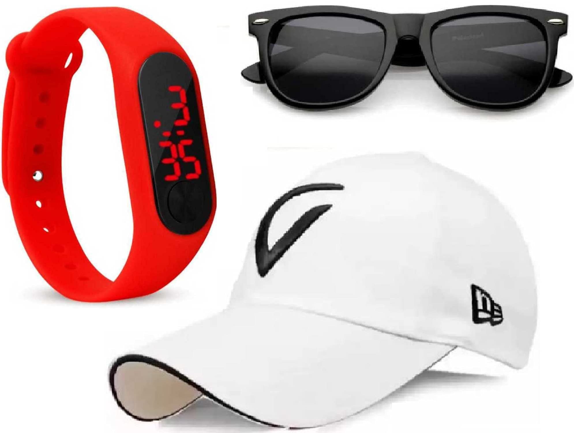 SELLORIA Brand A LED White Watch red for Men & Women & Kids Digital Watch with White Cap-Black Sunglass for Boys & Girls (B09FZHCSPL) Amazon Price History, Amazon Price Tracker
