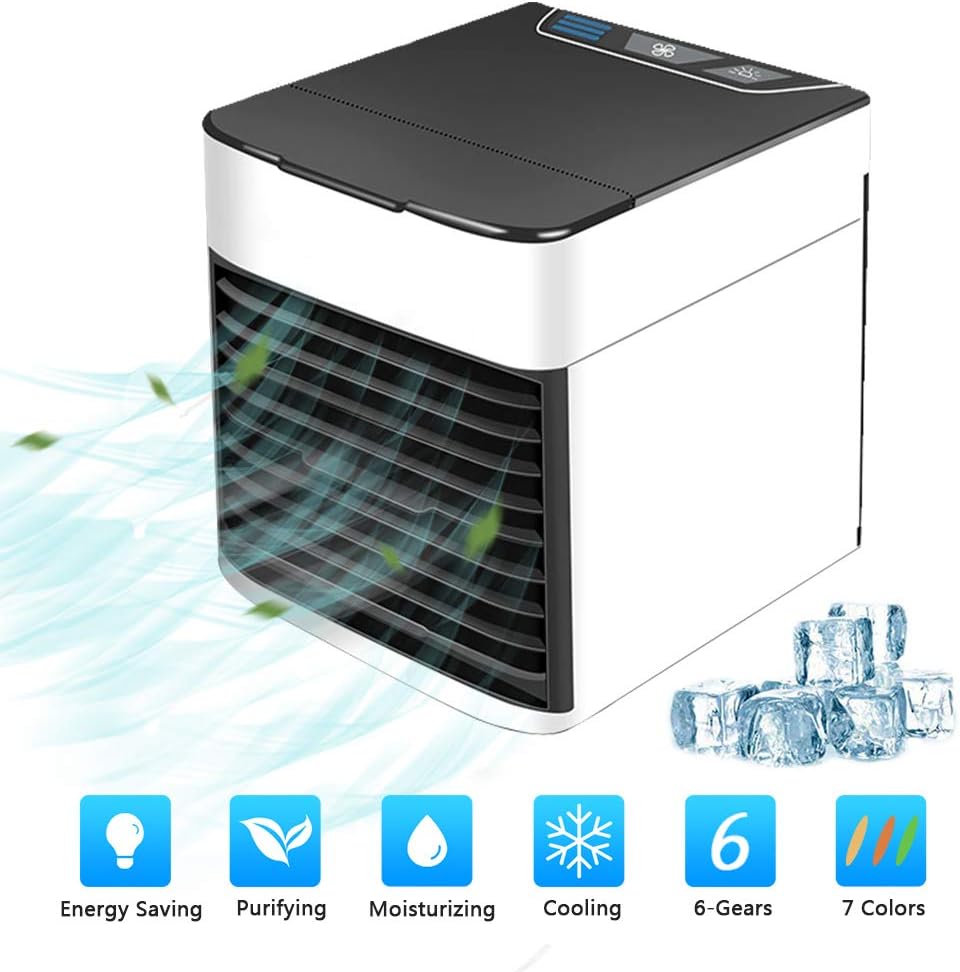 SURPCOS Personal Space Air Cooler, 3 in 1 USB Mini Portable Air Conditioning Fan, Humidifier Cooling Fan