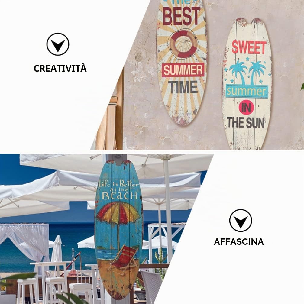 Kisangel 3 Segni di Tavola Surf in Legno Appendere alla Parete per Tavola Surf Appendere alla Parete per Decorazioni Estive per Feste in Casa
