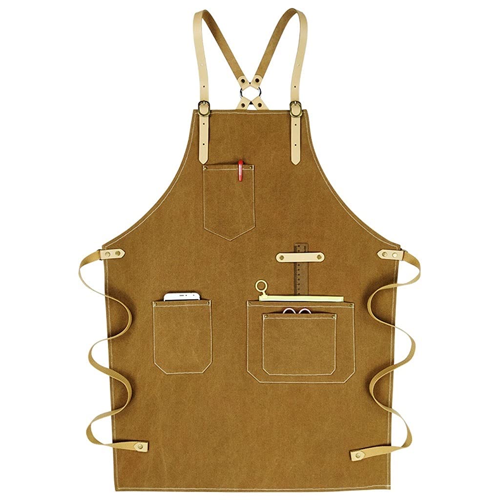 Delantal Chef Delantal Cinturón for Mujer Diagonal Diagonal Atrás Ajustable Delantal Cocinar Barbacoa Cocina Horneado Fácil de Limpiar (Color : Yellow, tamaño : 22 * 31.4in)