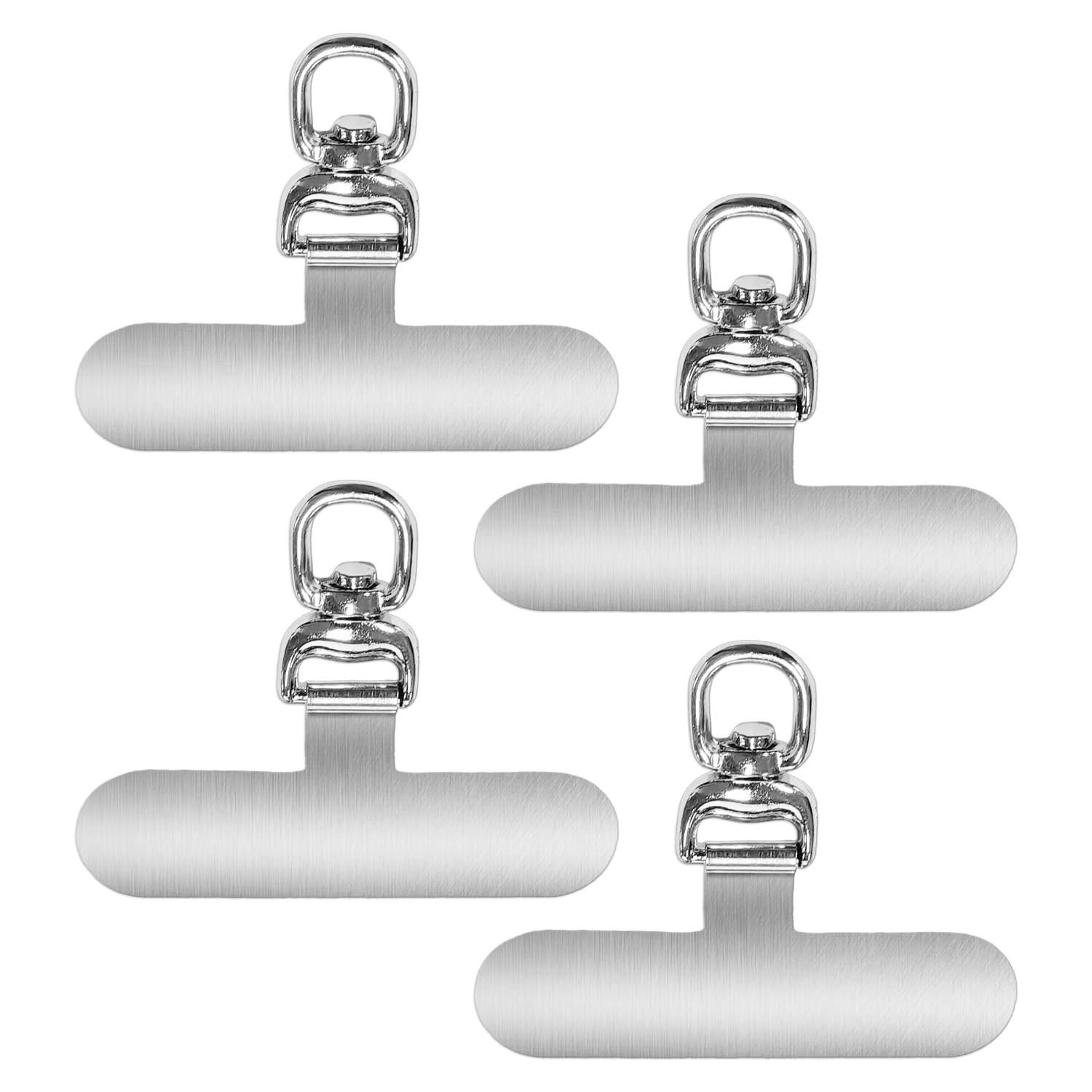 Rnfksu Silver 4 Pieces Of Mobile Phone Chain Gasket, Ultra-Thin Mobile Phone Lanyard Accessories, Universal Mobile Phone Patch, Practical Anti-Lost Auxiliary Accessories.