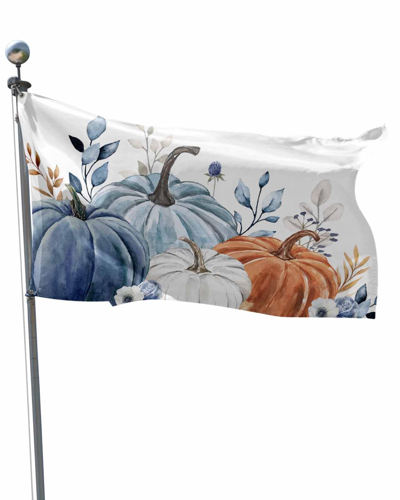 Thanksgiving Flags 3x5 Ft, Outdoor Double Sided Pumpkin Patch with Eucalyptus Leaf Fall Flags for Outside Seasonal Fall Harvest Yard Flag Outdoor Flags & Banners for Home Party Garden Holiday