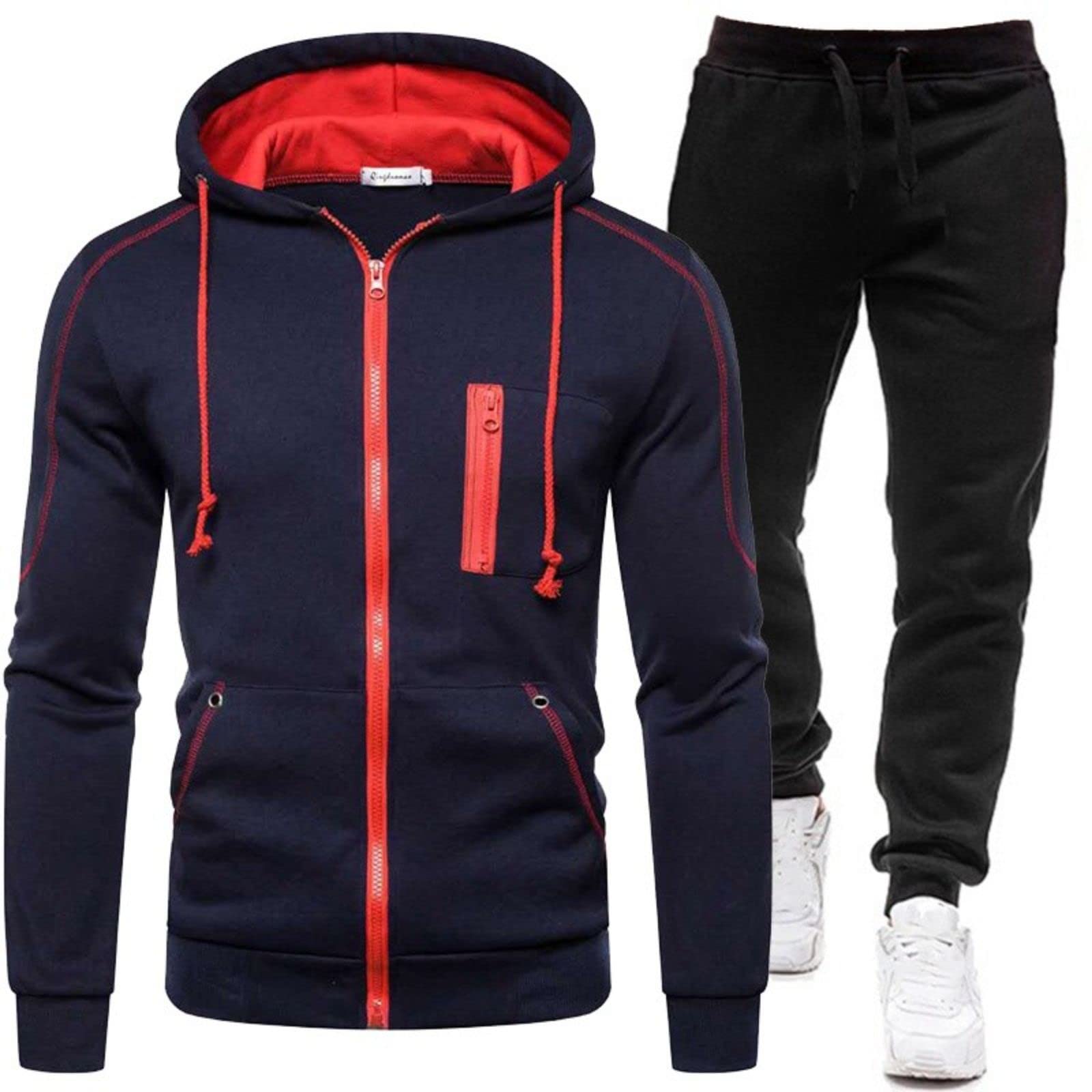 SifosvoMens Sweatsuits Sets Men's Tracksuits Zipper Hoodies for Men Jogging Suits Sets with Multi Pockets