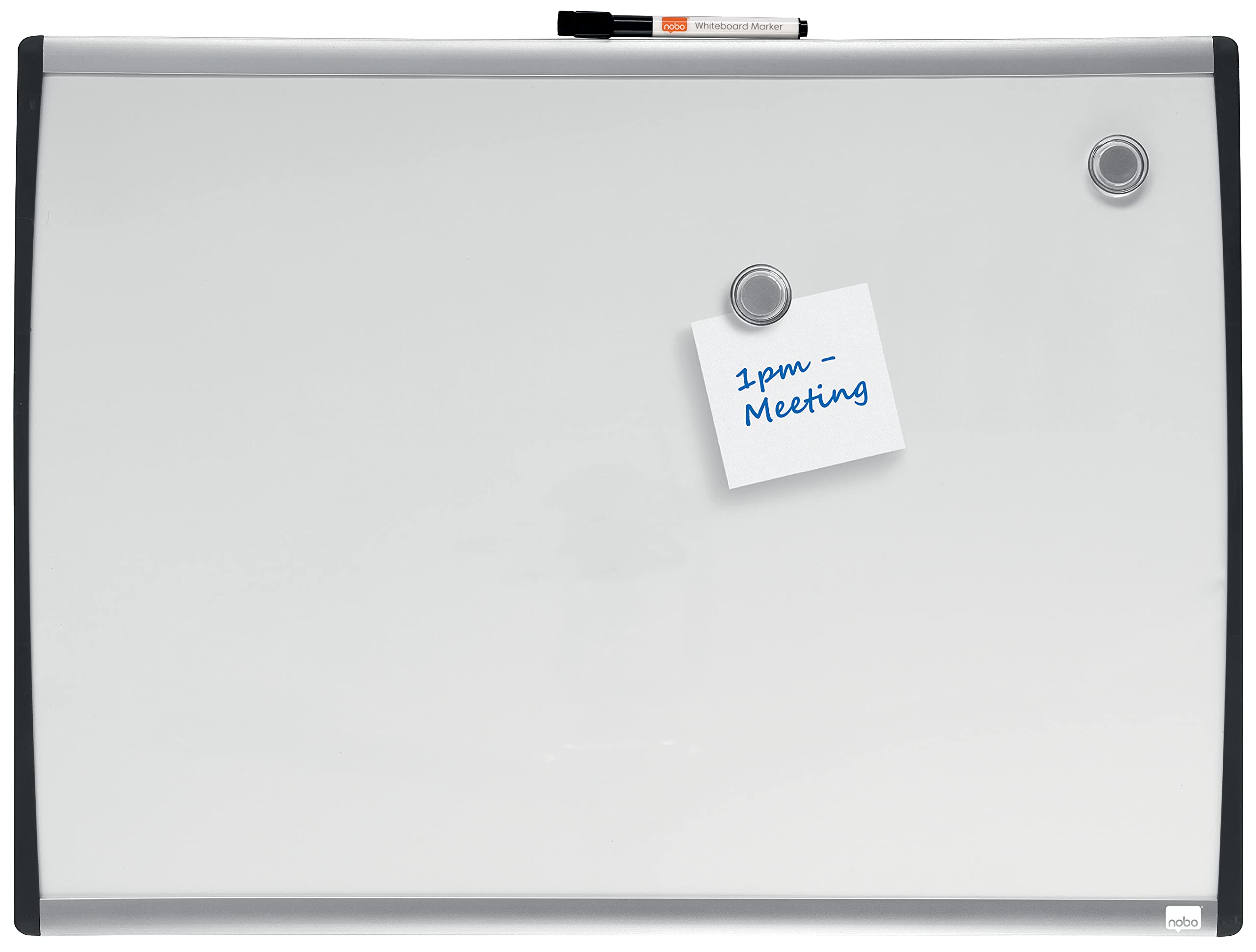 Rexel Magnetic Dry Wipe Personal Whiteboard, 585 x 430 mm, Arched Frame, Includes Marker, Magnets and Fitting Kit, White, 1903783