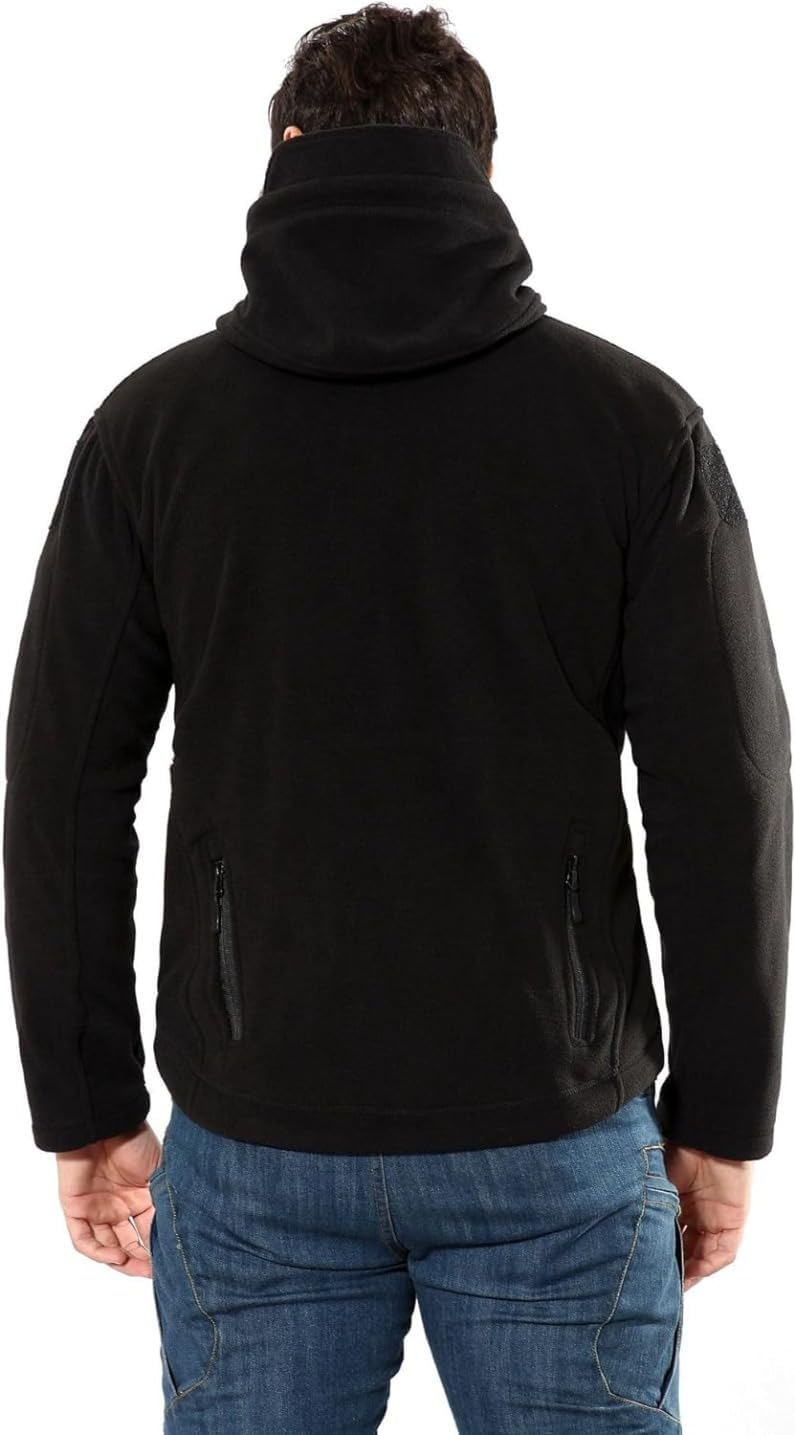 Men's Outdoor Fleece Pullover Sweatshirt Warm Vintage Long Sleeve American Flag Button Henry Collar Jacket - Image 3