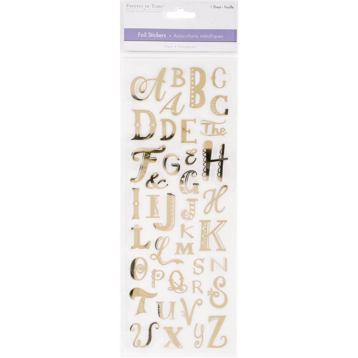 MultiCraft Clear Foil Stickers-Uppercase Alphabet Gold