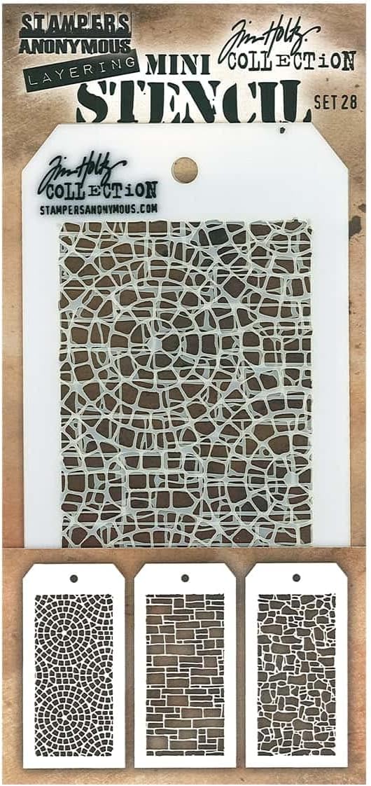 Art Gone Wild MST028 Tim Holtz Set 28 Stencil, Transparent, Mini, 21.6 x 9.1 x 0.1 cm